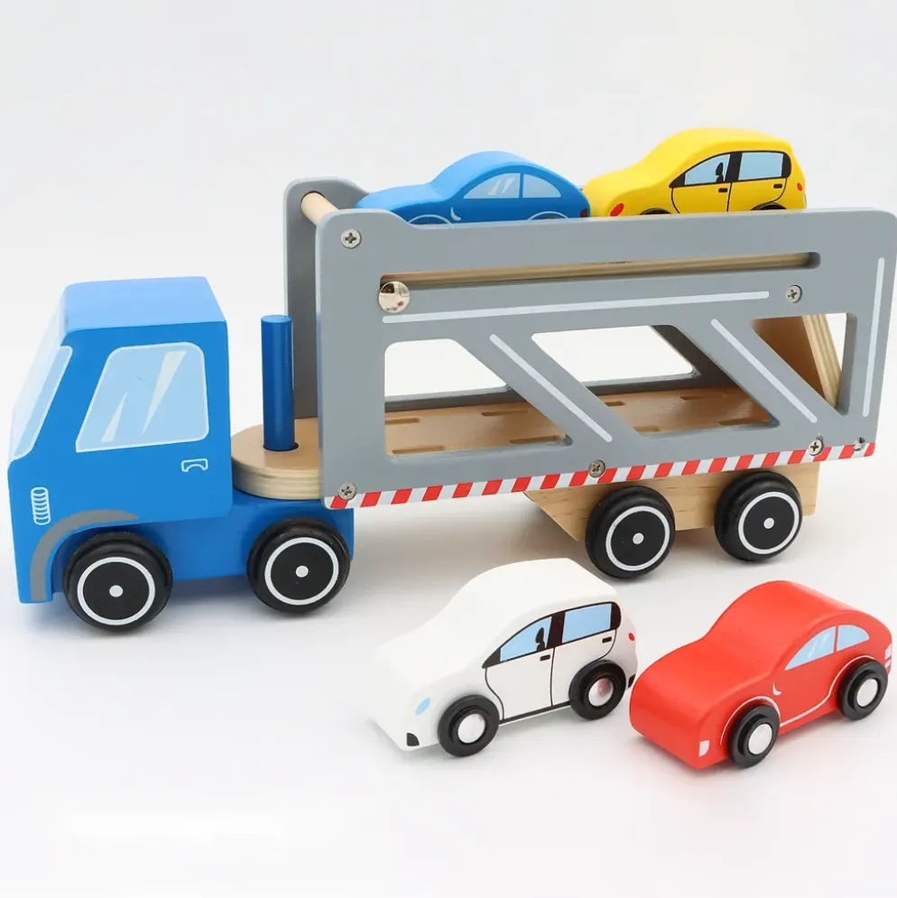 Biltransport med 4 bilar i trä - Small Foot