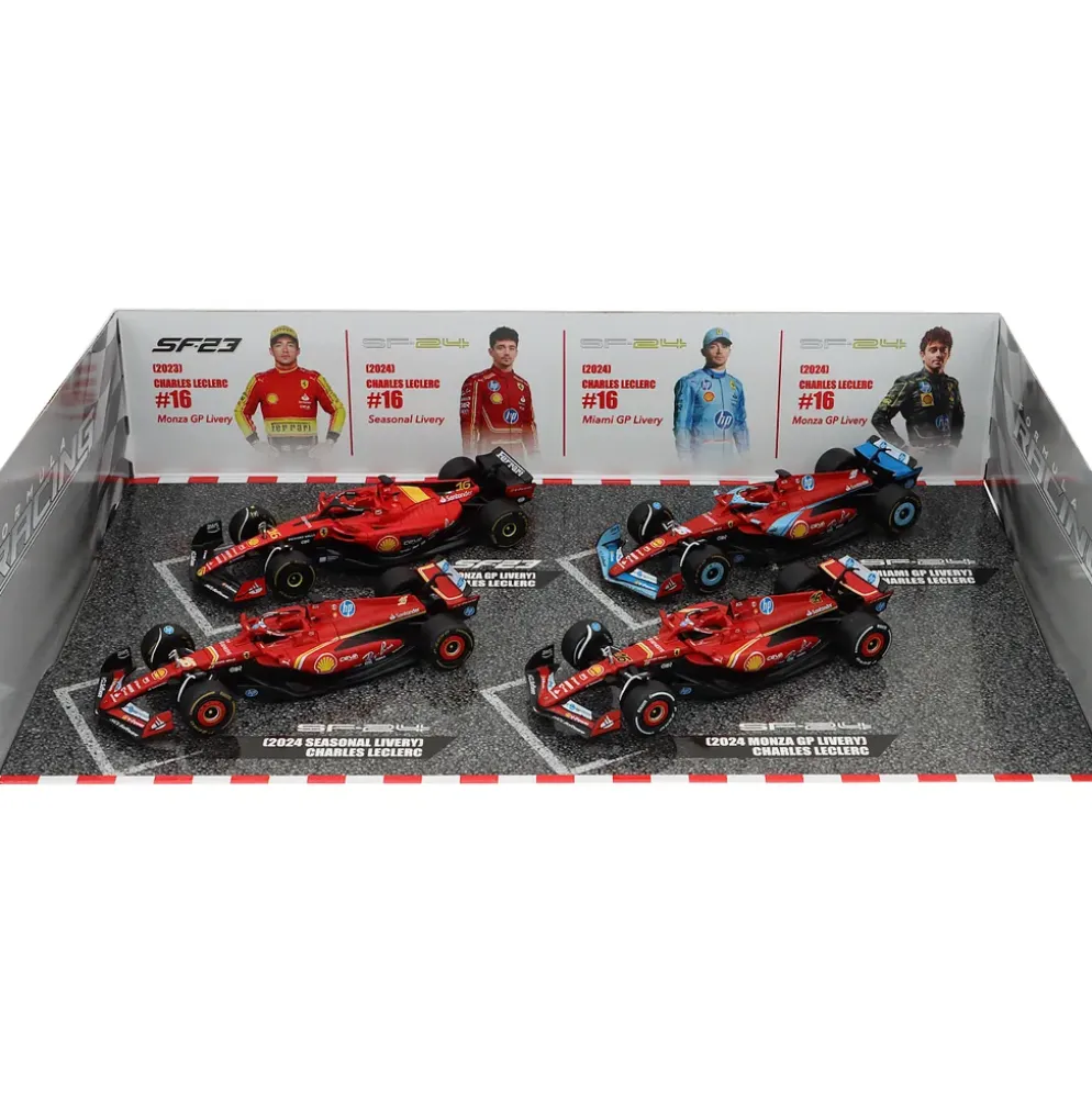 Charles Leclerc - 4 x F1-bilar - 2023-2024 - Bburago - 1:43