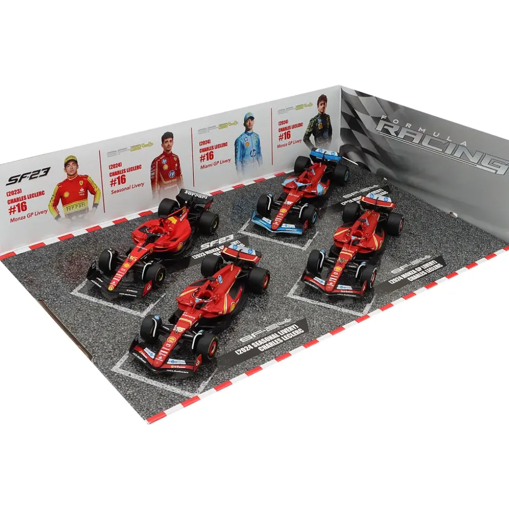 Charles Leclerc - 4 x F1-bilar - 2023-2024 - Bburago - 1:43