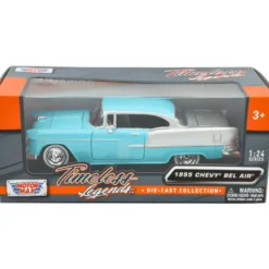 1955 Chevy Bel Air - Ljusblå / Silver - Motormax - 1:24