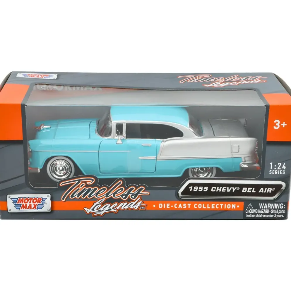 1955 Chevy Bel Air - Ljusblå / Silver - Motormax - 1:24