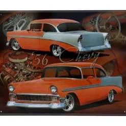 56 Chevy - Bel Air - Plåtskylt - 38x31 cm