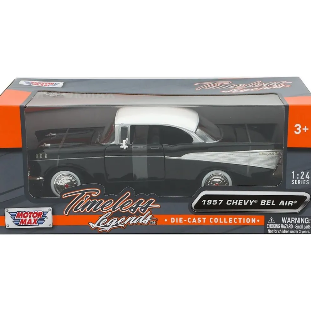 1957 Chevy Bel Air - Svart / Vit - Motormax - 1:24
