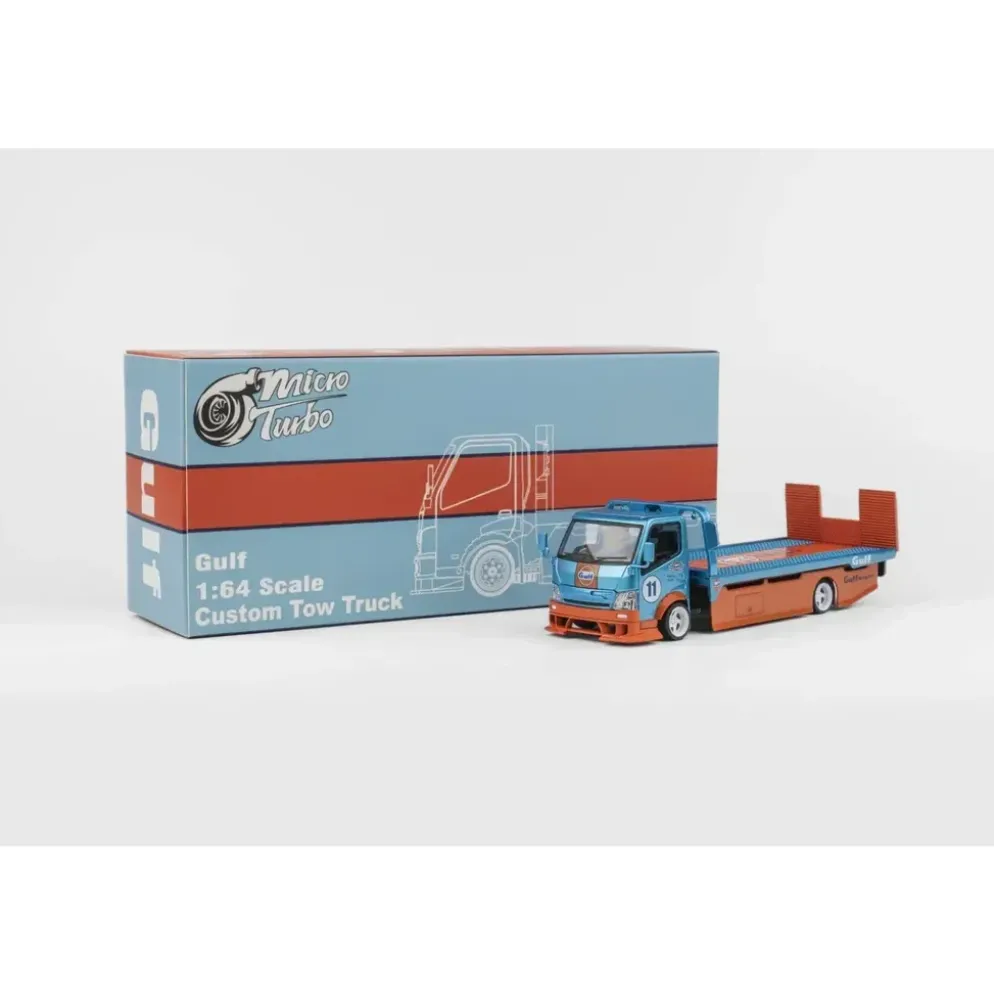 Custom Flatbed Tow Truck - Gulf - Micro Turbo - 1:64