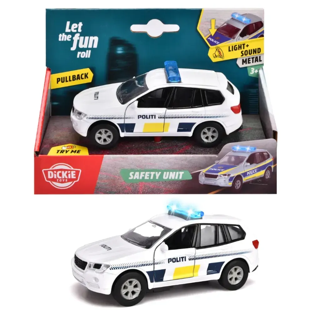 Dansk Polisbil med Ljud och Ljus - Dickie Toys - 12 cm