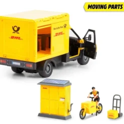 DHL Delivery Set - Paketbil Paketskåp Cykel - Dickie Toys