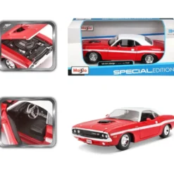 1970 Dodge Challenger R/T Coupe - Röd - Maisto - 1:24