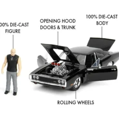 Dom & 1970 Dodge Charger R/T - Svart - Fast & Furious - Jada - 1:24