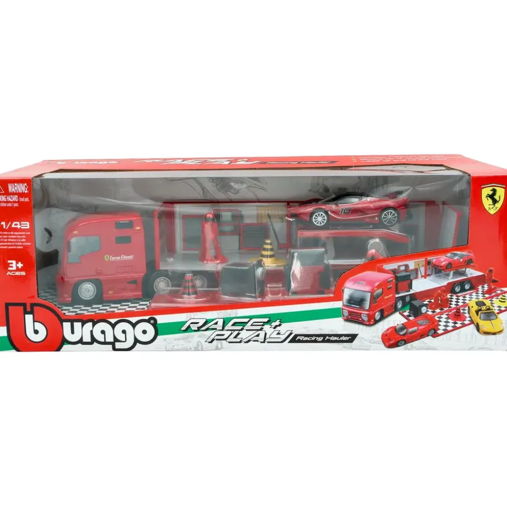 Ferrari transportbil med sportbil och tillbehör - Bburago - 1:43