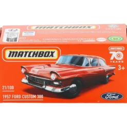 1957 Ford Custom 300 - Röd - Power Grab - Matchbox