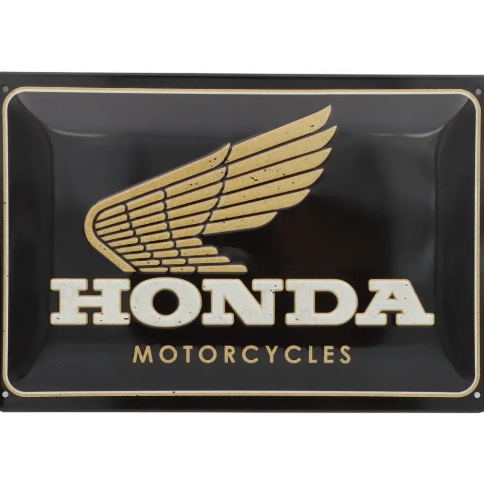 Honda Motorcycles - Vinge Guld - Plåtskylt - 20x30 cm