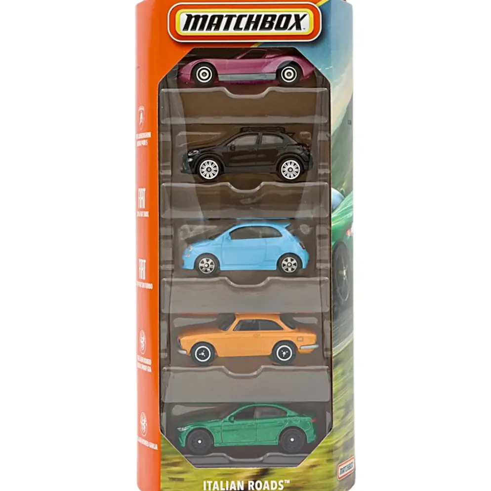 Italian Roads - 5-pack med italienska leksaksbilar - Matchbox