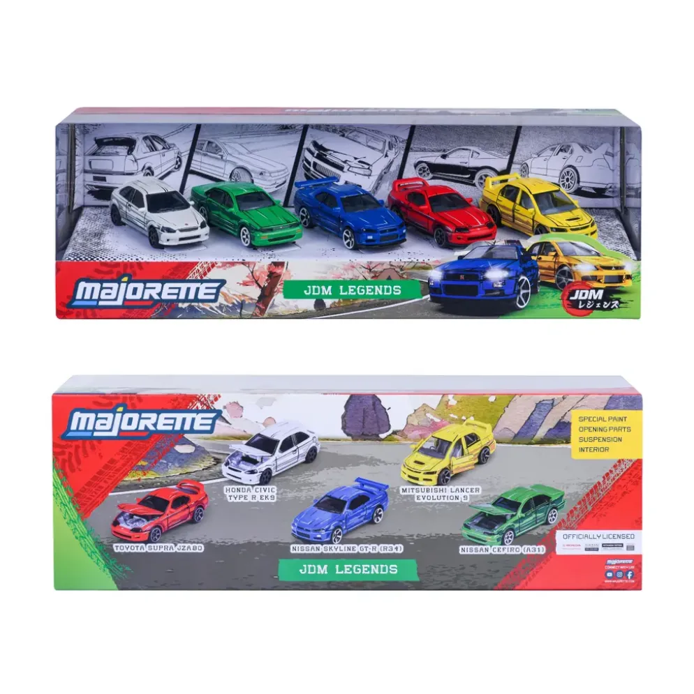 JDM Legends Anime - 5-pack med japanska bilar - Giftpack - Majorette