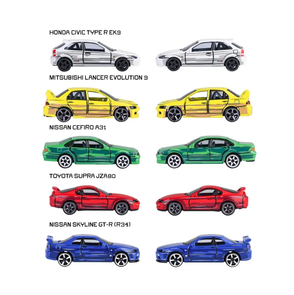 JDM Legends Anime - 5-pack med japanska bilar - Giftpack - Majorette