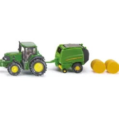 John Deere 7530 med rundbalspress - 1665 - Siku - 13 cm
