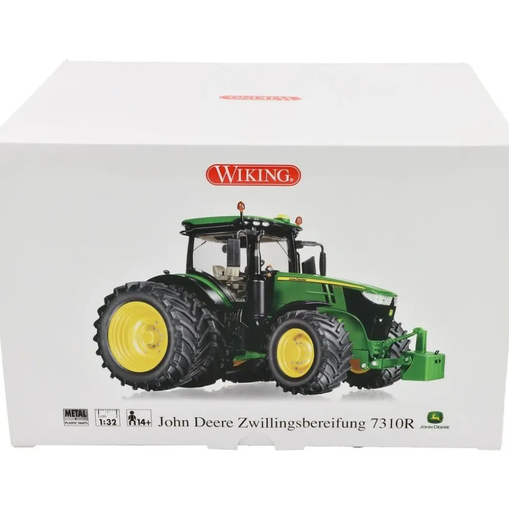 John Deere 7310R med Dubbelmontage - Wiking - 1:32