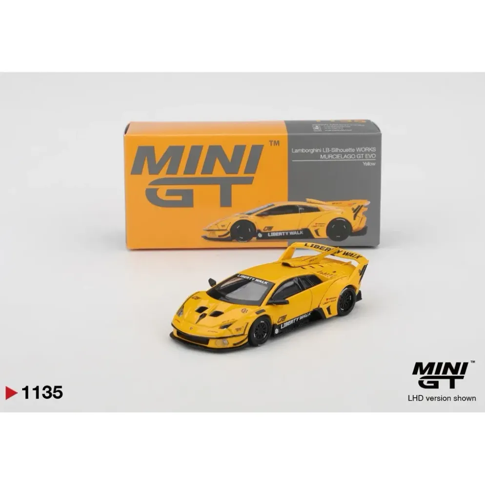 Lamborghini LB-Silhouette WORKS MURCIELAGO GT Evo Yellow - Gul - 1135 - Mini GT - 1:64