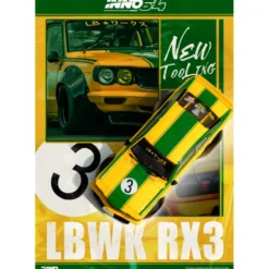 LBWK-RX-3 Savanna - Mazda - Gul / Grön - Inno64 - 1:64