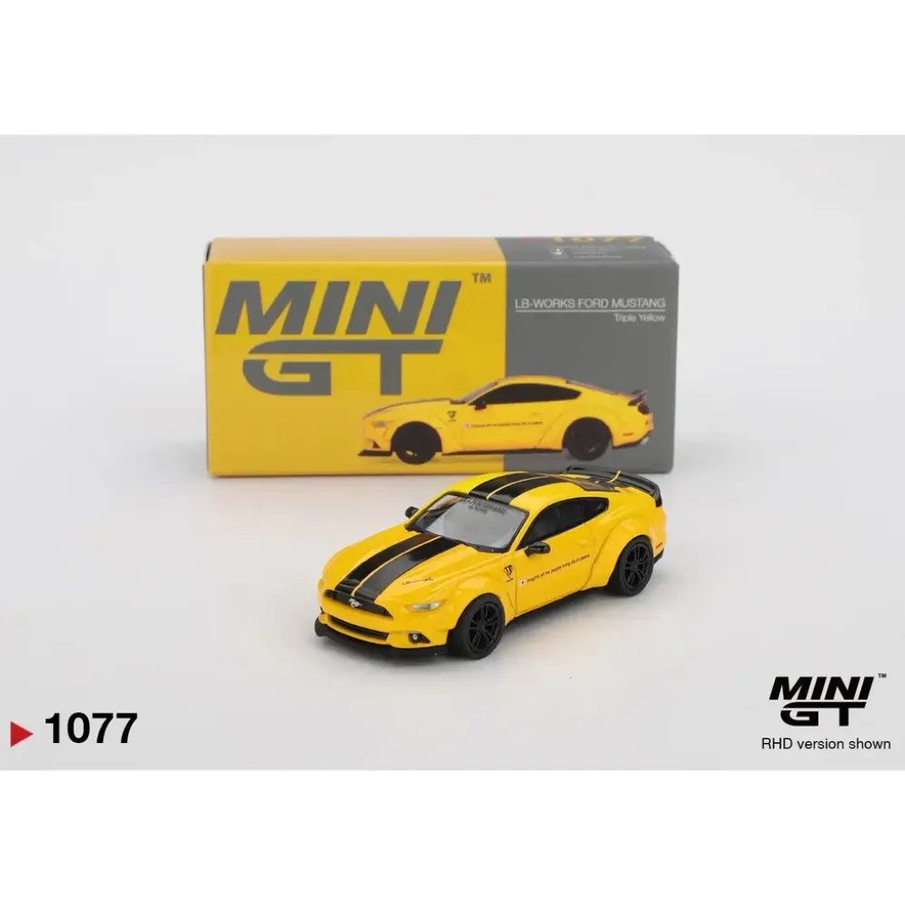 LB-WORKS Ford Mustang Triple Yellow - Gul - 1077 - Mini GT - 1:64