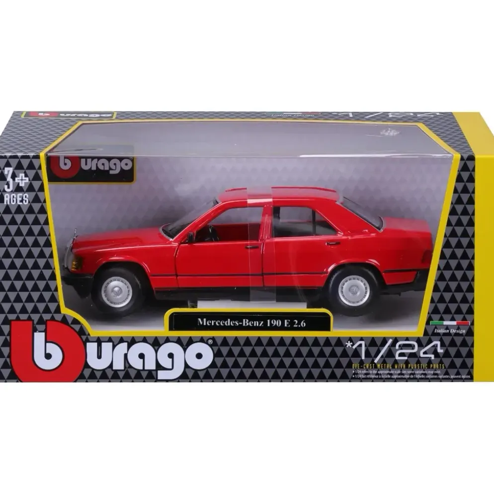 Mercedes-Benz 190 E 2.6 - W201 - Röd - Bburago - 1:24