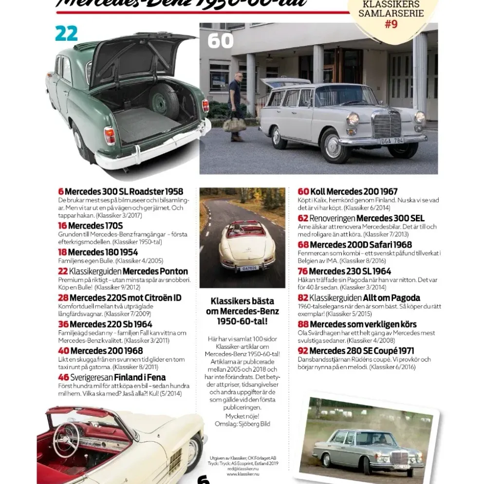 Mercedes-Benz 1950-60-tal - Klassikers Samlarserie - Tidning