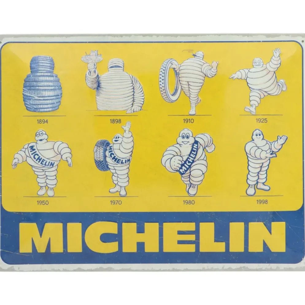 Michelin - Logos 1894-1998 - Plåtskylt - 40x30 cm