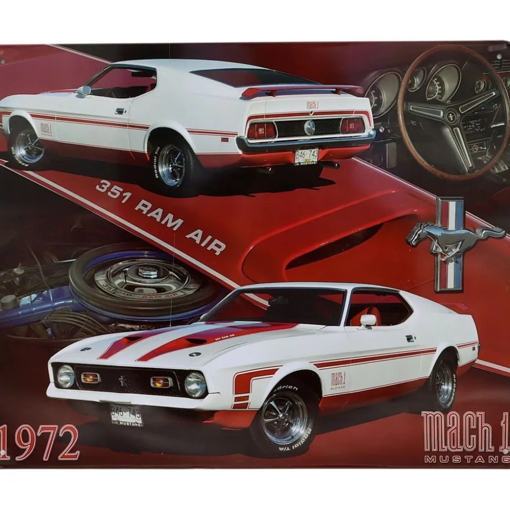 Mustang Mach 1 - 351 RAM AIR - 1972 - Plåtskylt - 38x31 cm