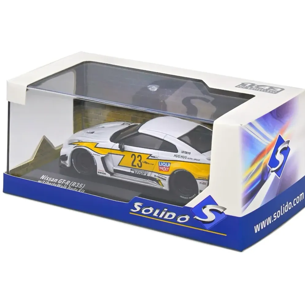 Nissan GT-R (R35) LWBK - 2019 - Vit / Gul - Solido - 1:43