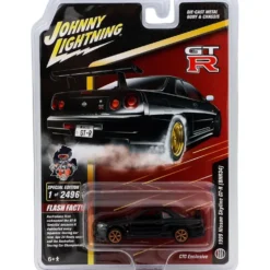 1999 Nissan Skyline GT-R (BNR34) - Svart - Johnny Lightning - 1:64