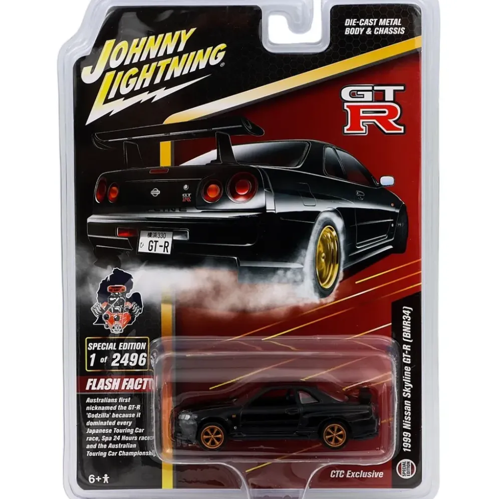 1999 Nissan Skyline GT-R (BNR34) - Svart - Johnny Lightning - 1:64