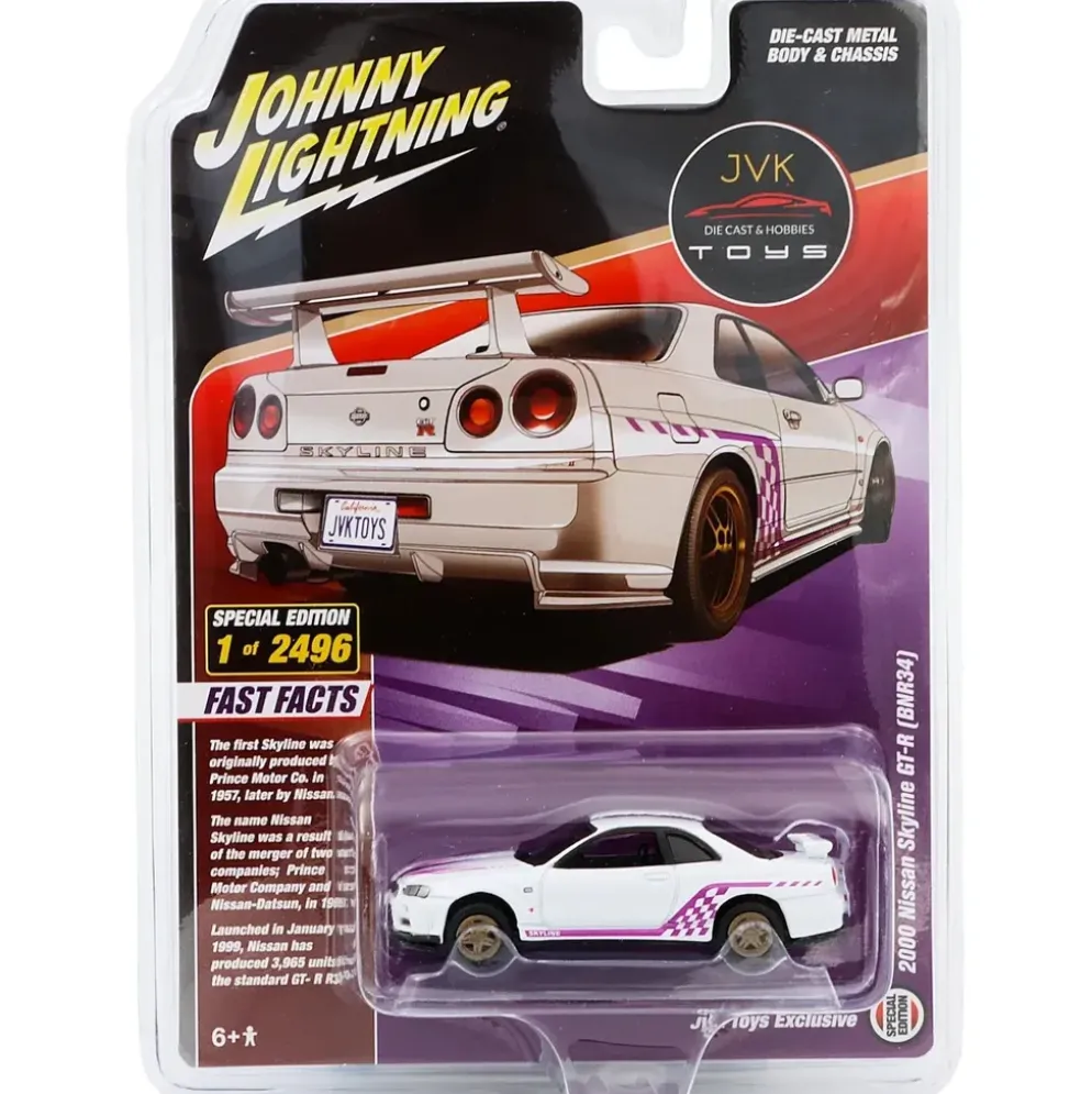 2000 Nissan Skyline GT-R (BNR34) Vit Johnny Lightning - 1:64