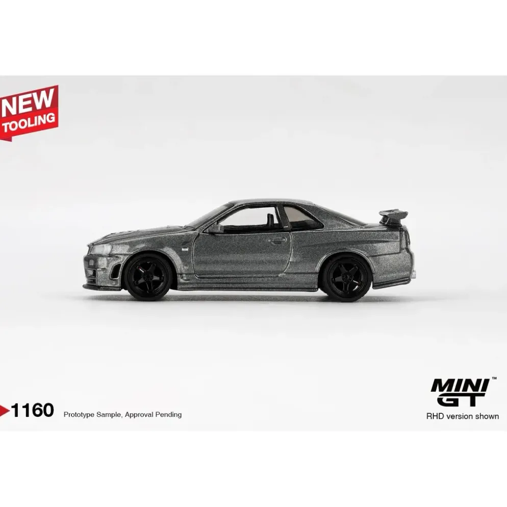 Nissan Skyline GT-R Dark Metal Gray (NISMO BNR34 CRS Version) - Grå - 1160 - Mini GT - 1:64
