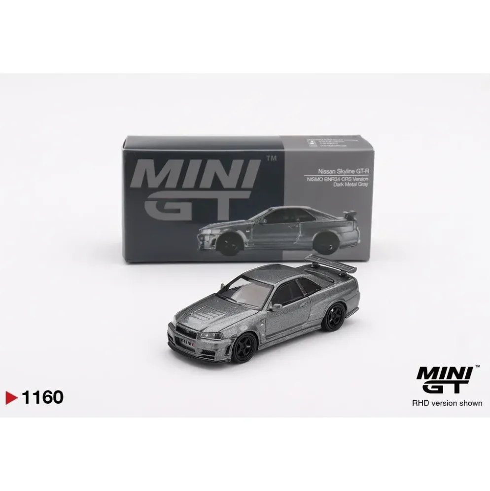 Nissan Skyline GT-R Dark Metal Gray (NISMO BNR34 CRS Version) - Grå - 1160 - Mini GT - 1:64