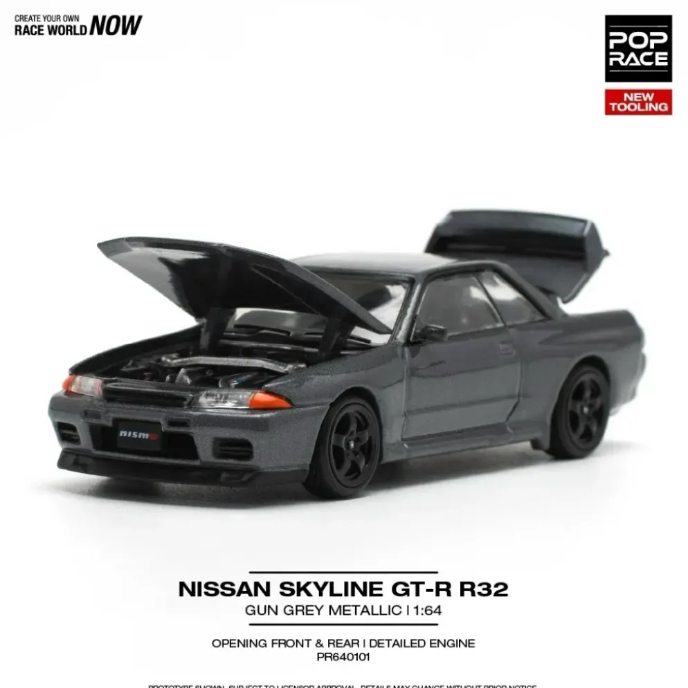 Nissan Skyline GT-R R32 - Grå - Pop Race - 1:64