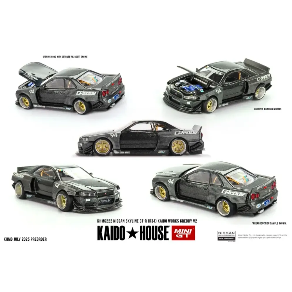 Nissan Skyline GT-R (R34) Kaido Works GReddy V2 - 222 - Kaido House x Mini GT - 1:64