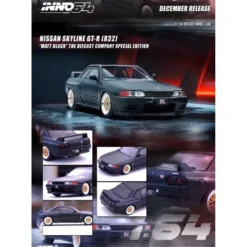 Nissan Skyline GT-R (R32) - Mattsvart - Inno64 - 1:64