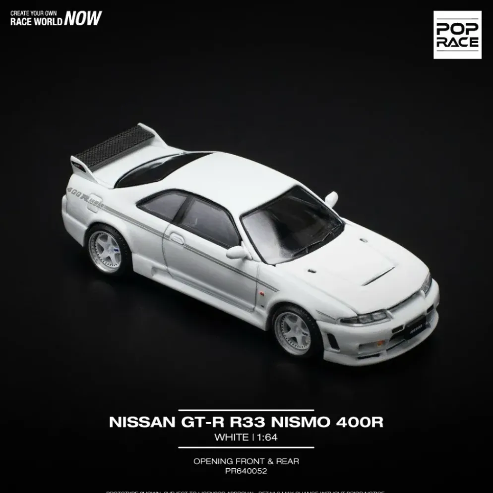 Nissan Skyline GT-R R33 Nismo 400R - Vit - Pop Race - 1:64