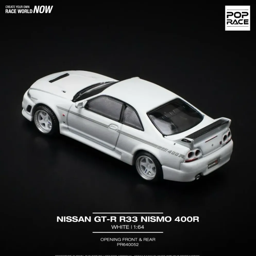 Nissan Skyline GT-R R33 Nismo 400R - Vit - Pop Race - 1:64