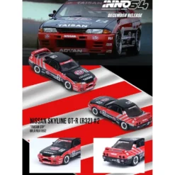 Nissan Skyline GT-R (R32) #2 STP - Svart/Röd - Inno64 - 1:64