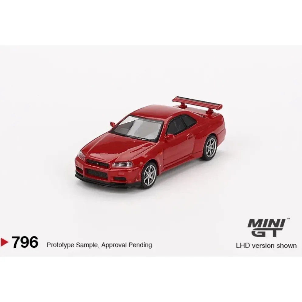 Nissan Skyline GT-R (R34) V-Spec - Röd 781 - Mini GT - 1:64