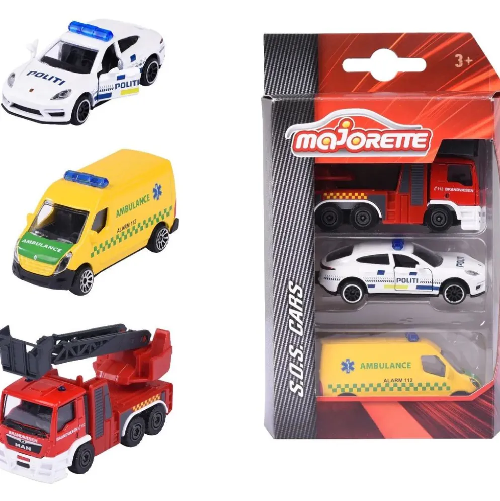 3-pack danska utryckningsfordon - S.O.S. Cars - Majorette