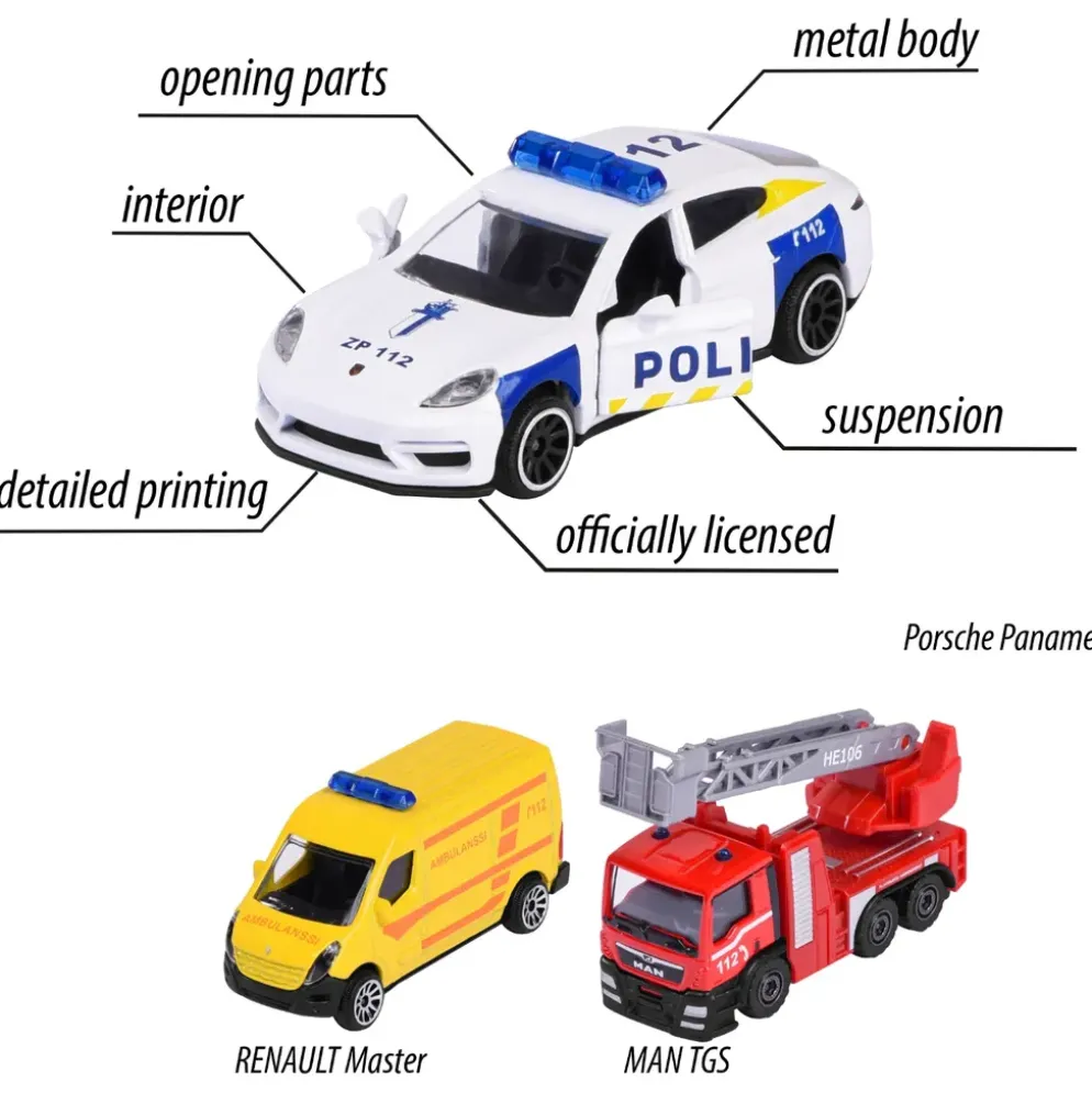 3-pack finska utryckningsfordon - S.O.S. Cars - Majorette