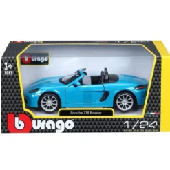 Porsche 718 (982) Boxster Cabriolet - Ljusblå - Bburago - 1:24