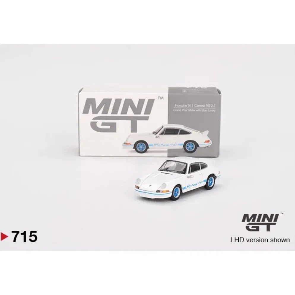 Porsche 911 Carrera RS 2.7 - Vit/Blå - RHD - Mini GT - 1:64