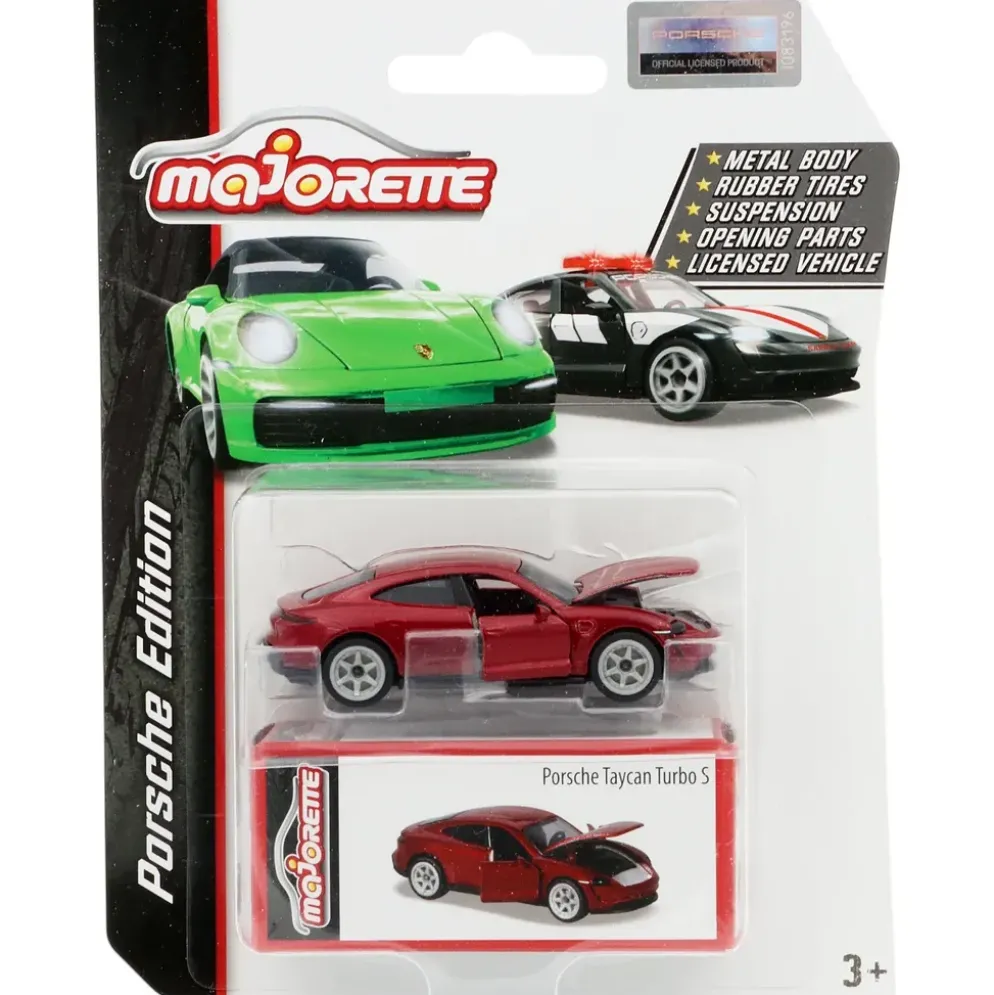 Porsche Taycan Turbo S - Vinröd - Majorette - 7 cm