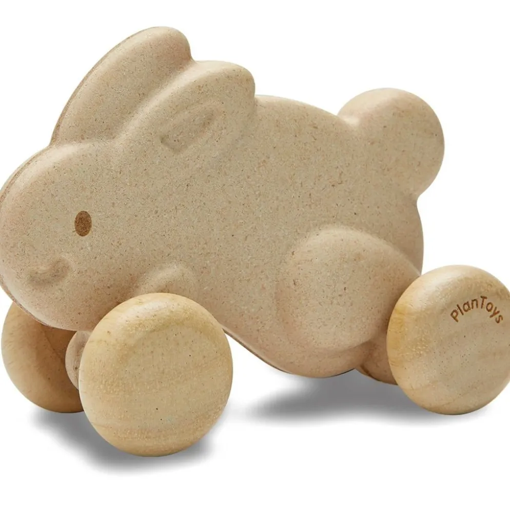 Push Along Bunny - Vit - 5729 - PlanToys