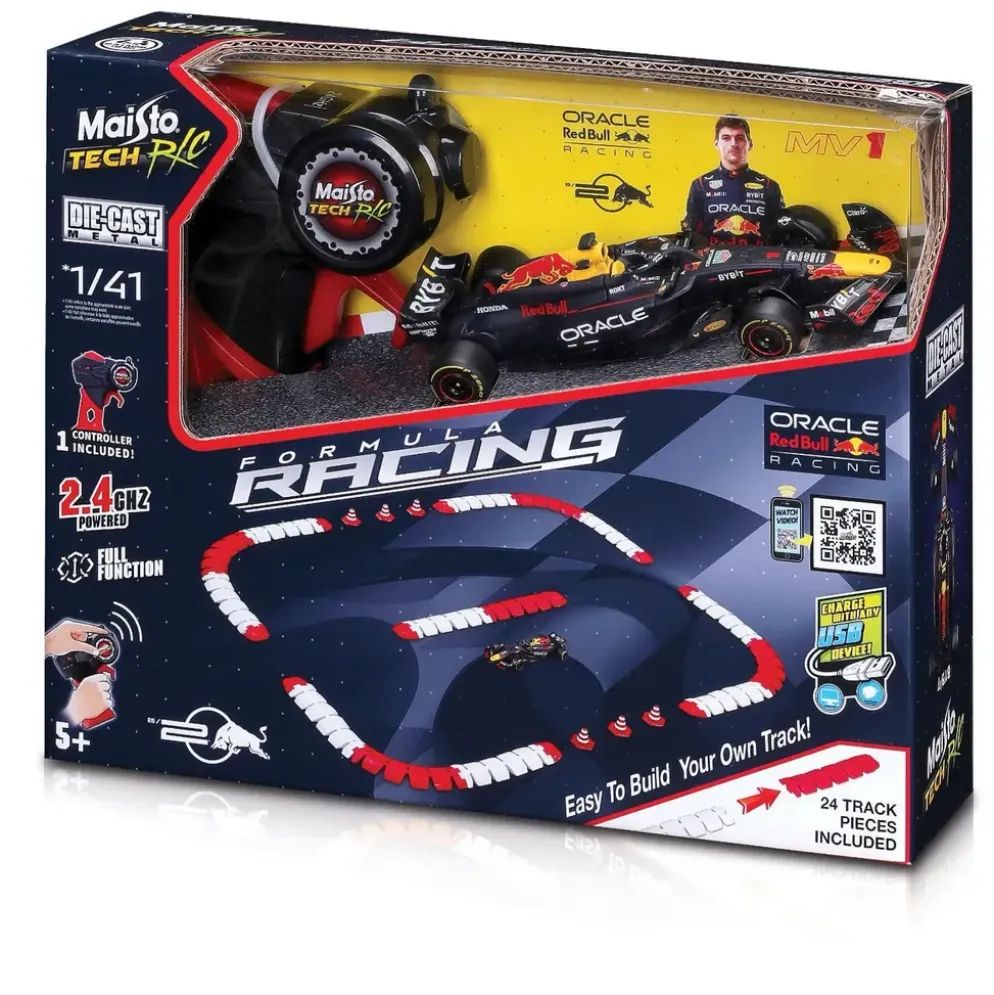 Red Bull RB20 - Radiostyrd F1-bil med Racing Track - Verstappen - Bburago