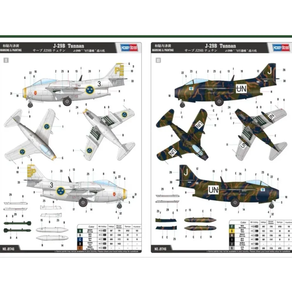 Saab J-29B Tunnan - Byggmodell - 81746 - Hobby Boss - 1:48