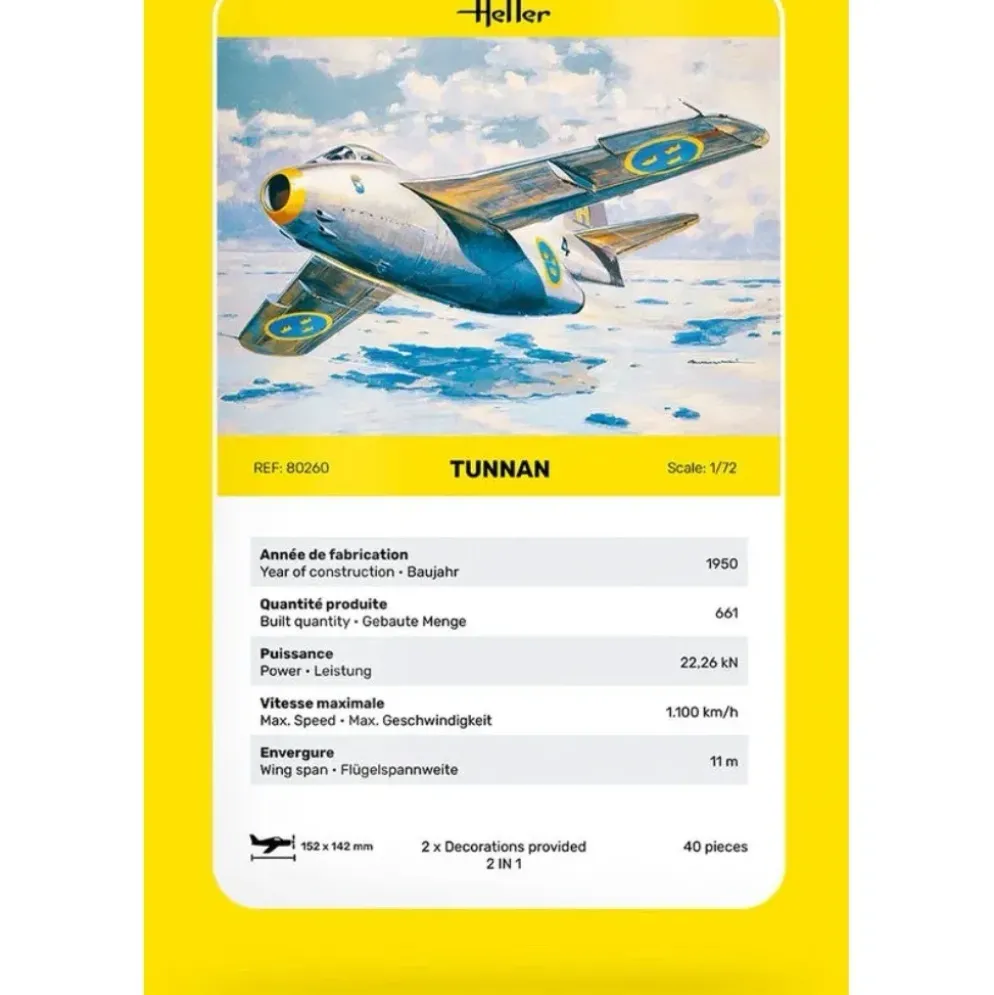 Saab 29 Tunnan - Plastbyggmodell - 80260 - Heller - 1:72