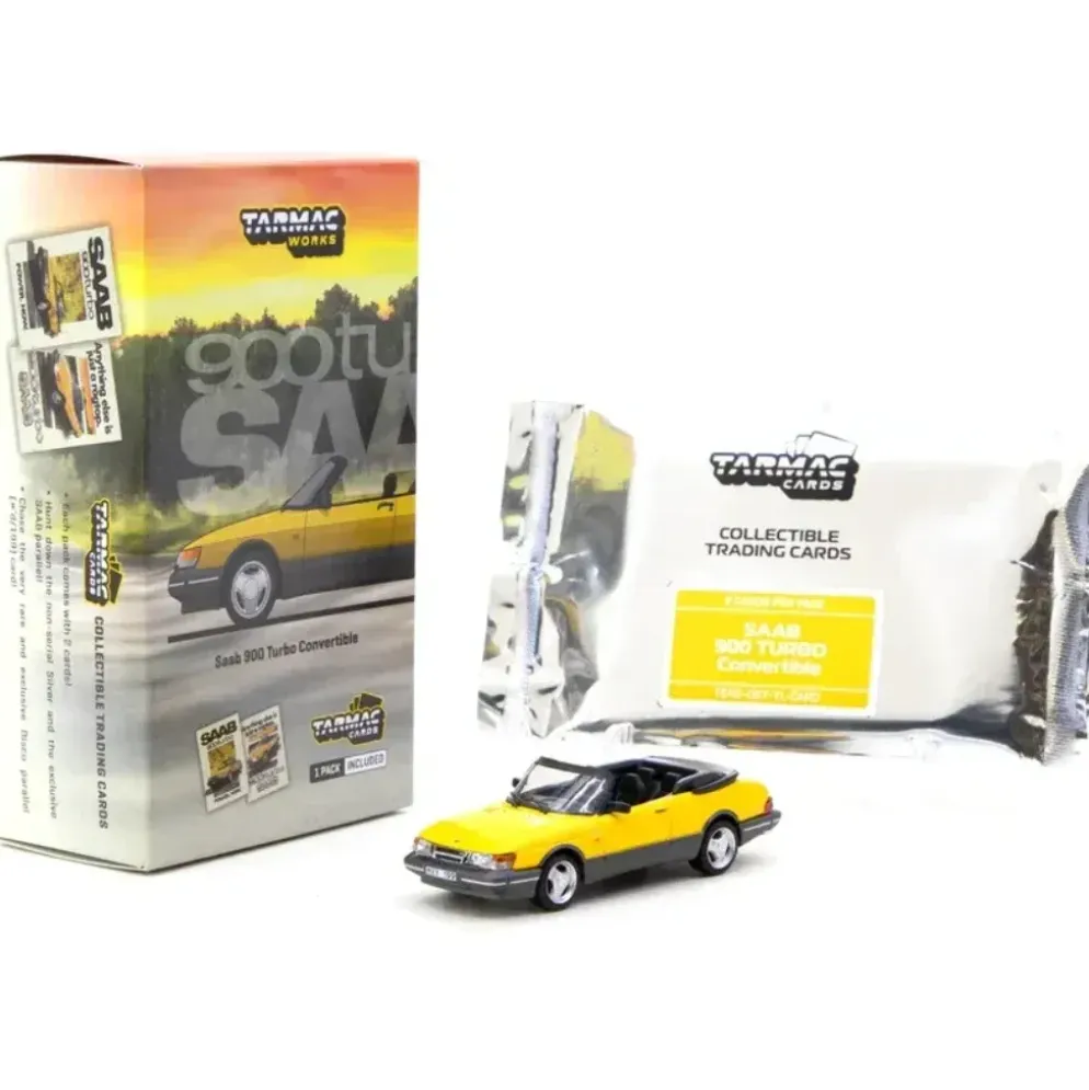 Saab 900 Turbo Convertible - Gul - Tarmac Works - 1:64